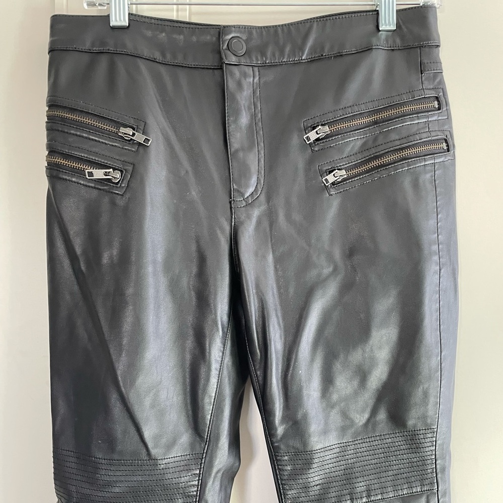 Free People Faux Leather Moto Skinny Jeans